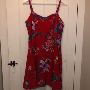 Tropical Red Cami Dress - Mid Length